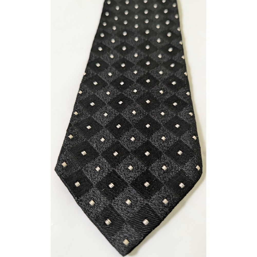 Vintage Beau Brummel Skinny Silk Tie Rockabilly Black w/White Dots 54 x 2